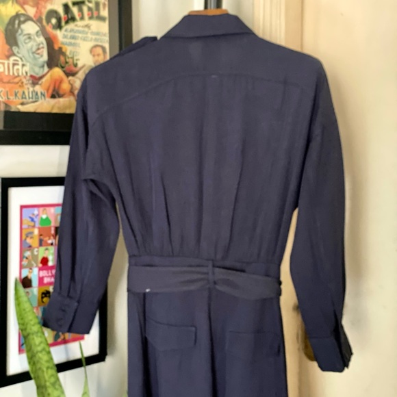 Zara Jumpsuit. Navy Blue. Full Length with tonal belt. - Picture 5 of 7